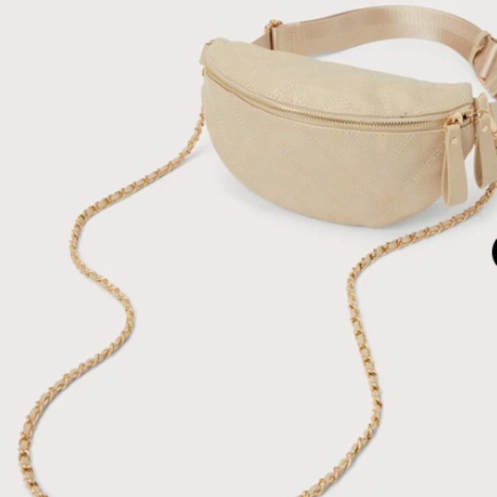 URBAN EXPRESSIONS Lachlan Beige Embroidered Convertible Belt Bag